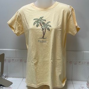 Anvil tee shirt MAUI Palm Tree bling yellow size medium M 100% cotton